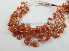 Sunstone Smooth Heart Beads